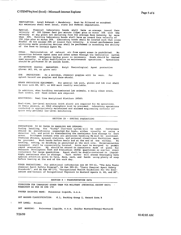 US Army Material Safety Data Sheet, 