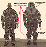 Photo of soldier in MOPP-2 and MOPP-4
