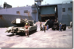 moving tanks onto boats