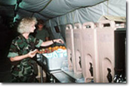 soldier in a chow line