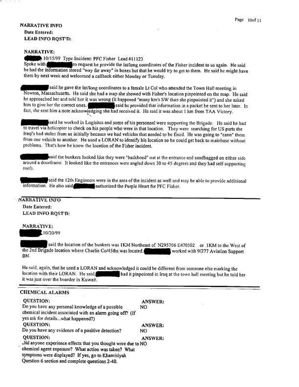 Lead Sheet 11123, Interview of an aviation logistician, 9th Battalion, 227th Aviation Regiment, October 20, 1999