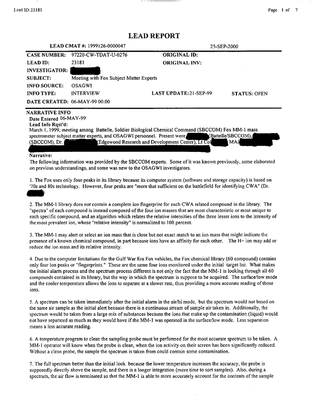 Interview of Colonel Dunn for 