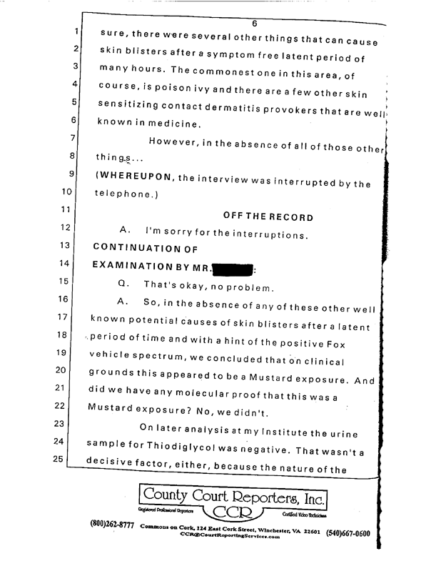 Special Assistant for Gulf War Illnesses, Interview of Colonel Michael A. Dunn, M.D., July 13, 1999