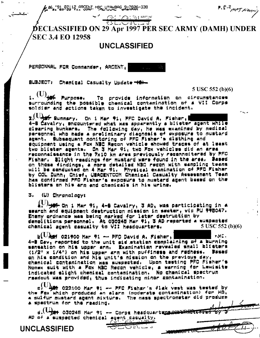 Chemical Casualty Update