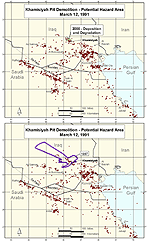 Figure A-78. GPL possible hazard areas for March 12, 1991