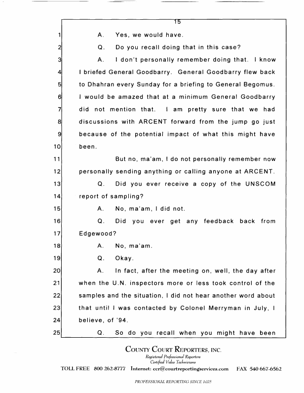 Interview with Lieutenant Colonel Don W. Killgore, October 15, 1997