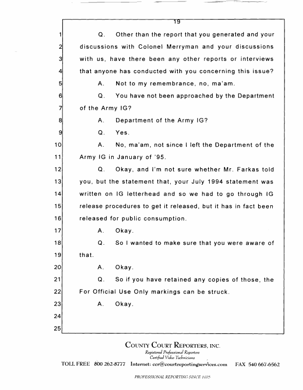 Interview with Lieutenant Colonel Don W. Killgore, October 15, 1997