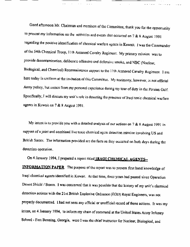 Testimony of Major Michael F. Johnson before the Subcommittee on Human Resources and Intergovernmental Relations, 
US House of Representatives, December 10, 1996