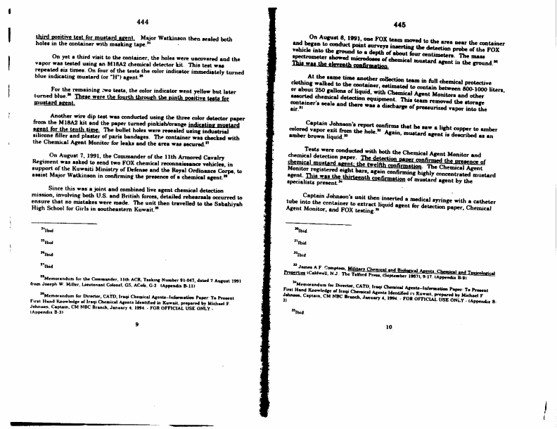 US Senate, 103d Congress, 2d Session, Committee Staff Report (No. 3), Committee on Banking, Housing and Urban Affairs, �
US Chemical and Biological Warfare � Related Dual Use Exports to Iraq and Their Possible Impact on the Health Consequences of the Persian Gulf War,� October 7, 1994