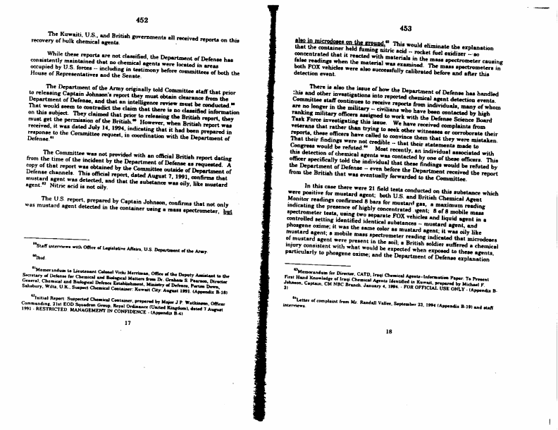 US Senate, 103d Congress, 2d Session, Committee Staff Report (No. 3), Committee on Banking, Housing and Urban Affairs, �
US Chemical and Biological Warfare � Related Dual Use Exports to Iraq and Their Possible Impact on the Health Consequences of the Persian Gulf War,� October 7, 1994