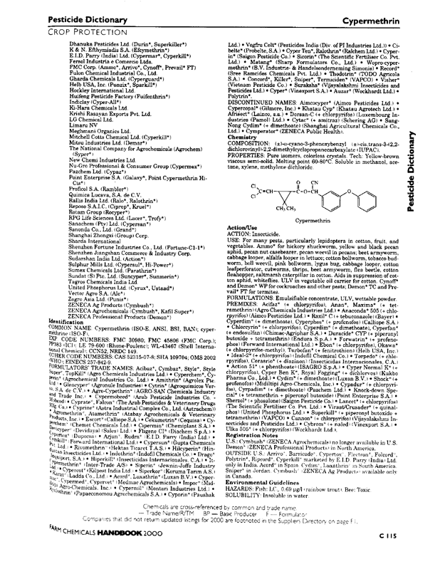 Meister Publishing Company, �Farm Chemicals Handbook 2000,� Willoughby, Ohio, p. C115, C311.