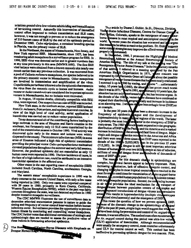   Society for Vector Ecology, �Navy/Marine Desert Shield/Storm Vector Control Activity,� Vector Ecology Newsletter, Vol. 22, No. 1, April 1991, p. 3.