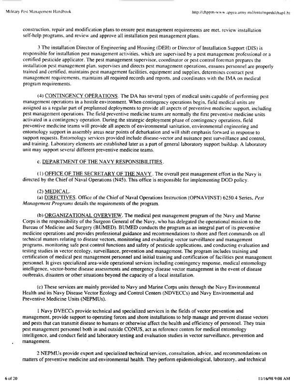   Armed Forces Pest Management Board, Military Pest Management Handbook, not dated, possibly 1992, p. 6.