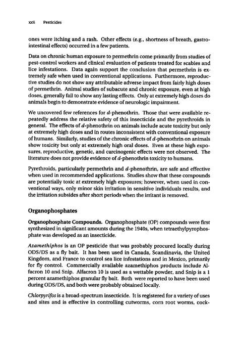 Cecchine, G., et al., A Review of the Scientific Literature as it Pertains to Gulf War Illnesses: Pesticides,  Volume 8, RAND, 2000.