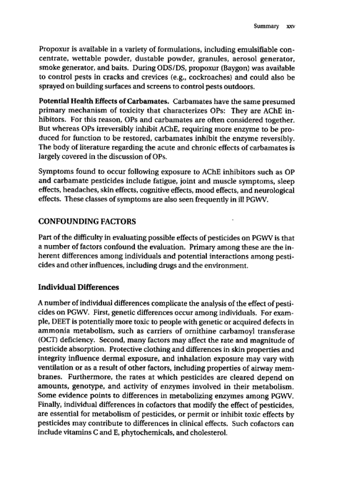 Cecchine, G., et al., A Review of the Scientific Literature as it Pertains to Gulf War Illnesses: Pesticides,  Volume 8, RAND, 2000.