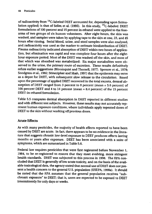 Cecchine, G., BA Golomb, LH Hilborne, DM Spektor, and C.R. Anthony, A Review of the Scientific Literature as it Pertains to Gulf War Illnesses: Pesticides, RAND, Volume 8: June 2000, pp. 39-51.