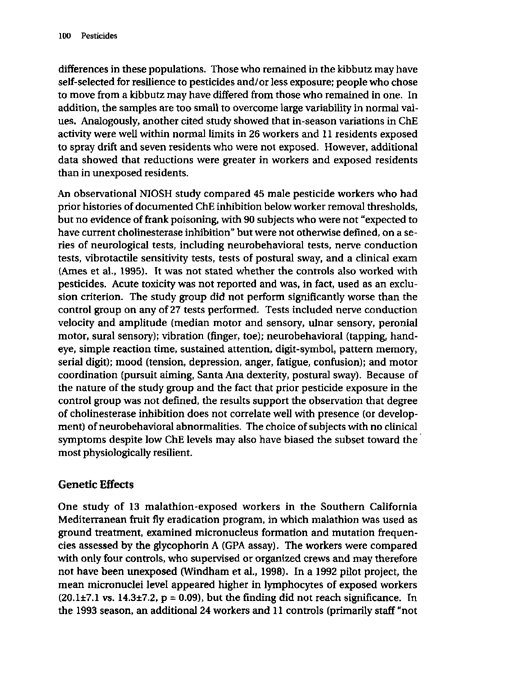 Cecchine, G., et al., �A Review of the Scientific Literature as it Pertains to Gulf War Illnesses: Pesticides,� vol. 8, RAND, 2000, p. 87-107.