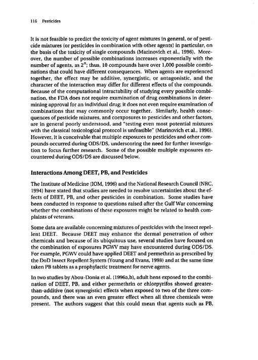 Cecchine, G., BA Golomb, LH Hilborne, DM Spektor, and C.R. Anthony, A Review of the Scientific Literature as it Pertains to Gulf War Illnesses: Pesticides, RAND, Volume 8: June 2000, pp. 116-117.