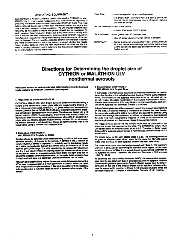 American Cyanamid Co.,  Specimen Label for Cythion Malathion ULV Concentrate (contains 91.0% malathion).