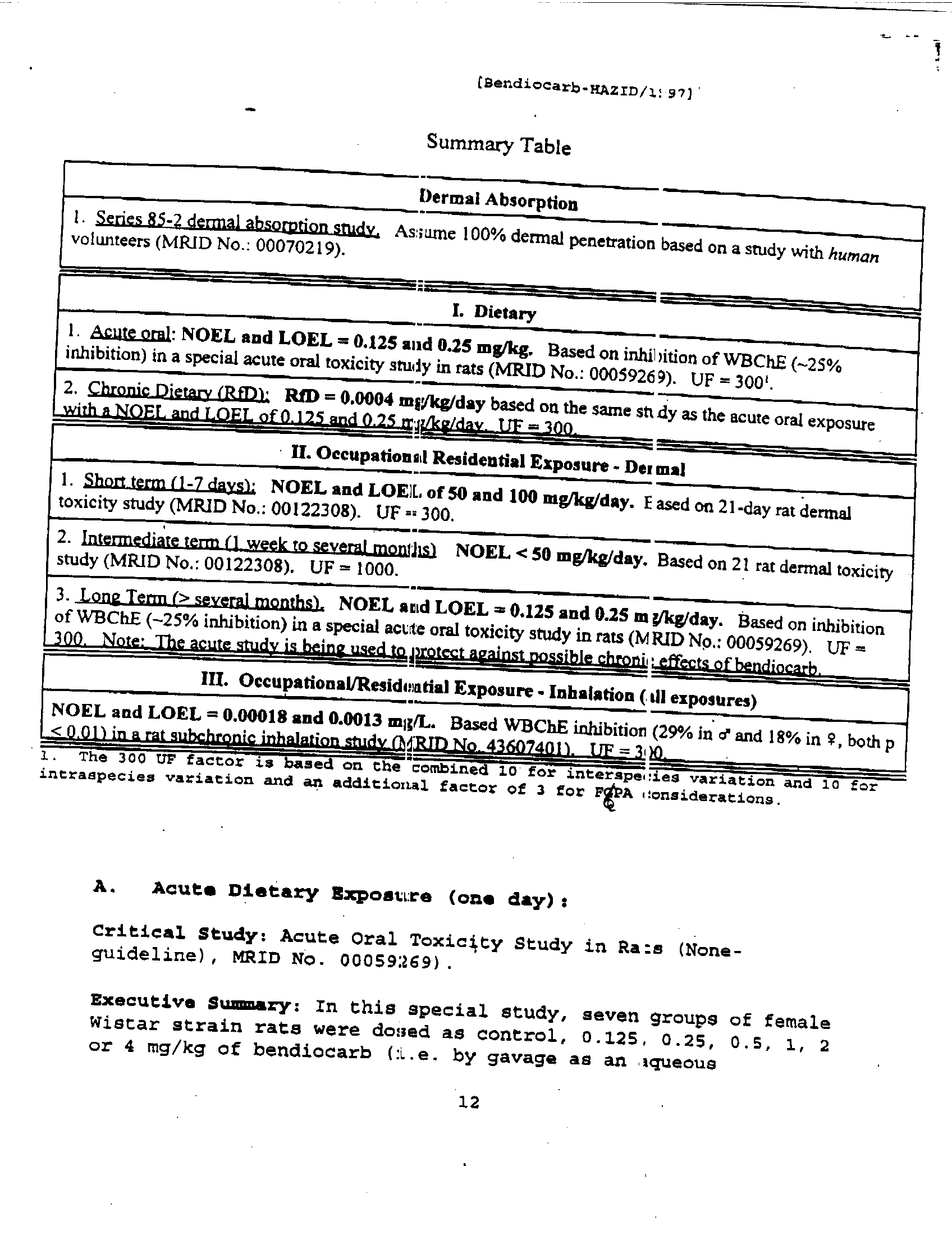 US Environmental Protection Agency, �Bendiocarb: Hazard Identification Committee Report,� HIARC-HED document #012437, December 16, 1997, p. 12.