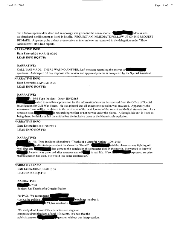   Lead Sheet #12465, Interview with 53rd Quartermaster Detachment airborne rigger, August 19, 1999.