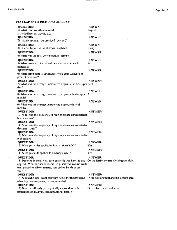   Lead Sheet #14971, Interview with 1st Armored Division, 123rd Combat Support Battalion, Company F preventive medicine specialist, February 10, 1998.