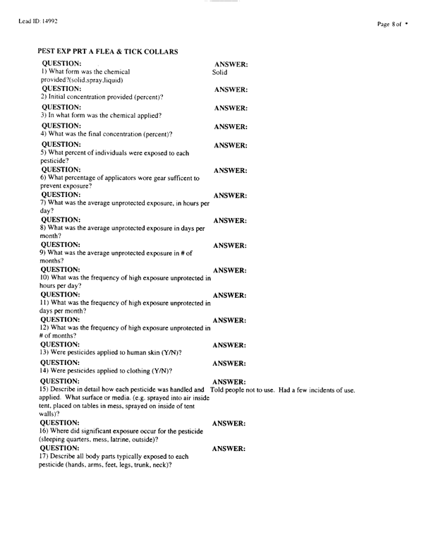 Lead Sheet #14992, Interview with 983rd Medical Detachment entomologist, February 11, 1998.