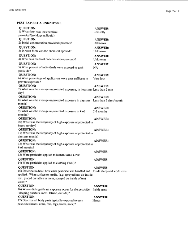   Lead Sheet #15456, Interview with 1st Armored Division, preventive medicine physician, March 13, 1998.