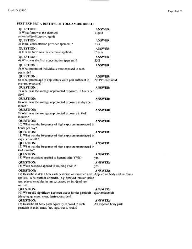   Lead Sheet #15462, Interview with CENTCOM preventive medicine physician, March 26, 1998.