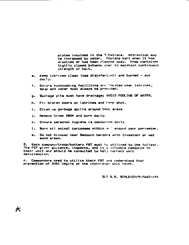   24th Infantry Division Environmental Science Officer, �Control of Filth Flies in the 24th ID Mech,� Information Paper, October 30, 1990.