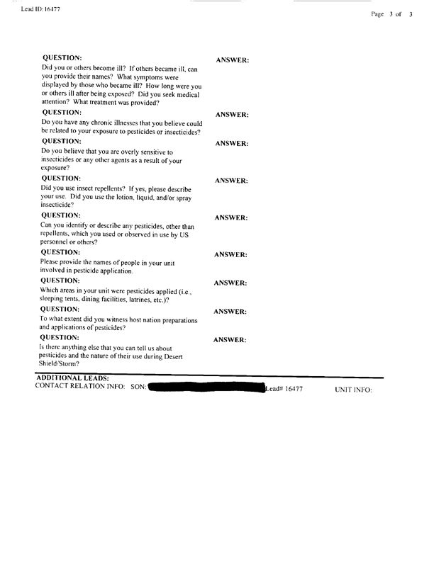   Lead Sheet #16477, Interview with 1640th TAWP airman, July 12, 1998.