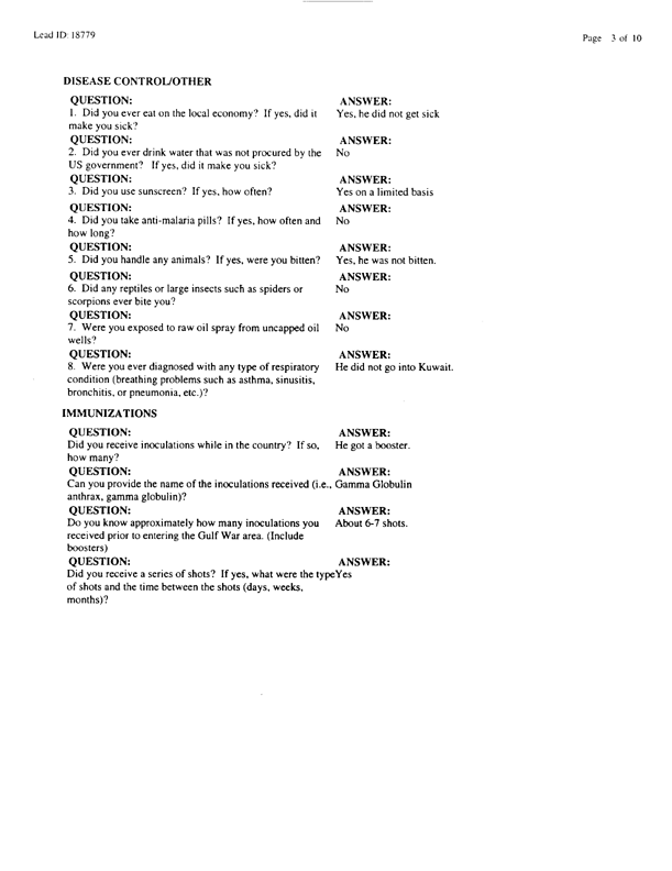 Lead Sheet #18779, Interview with 4th Civil Engineering Squadron AL Kharj APT pest controller, August 21, 1998.