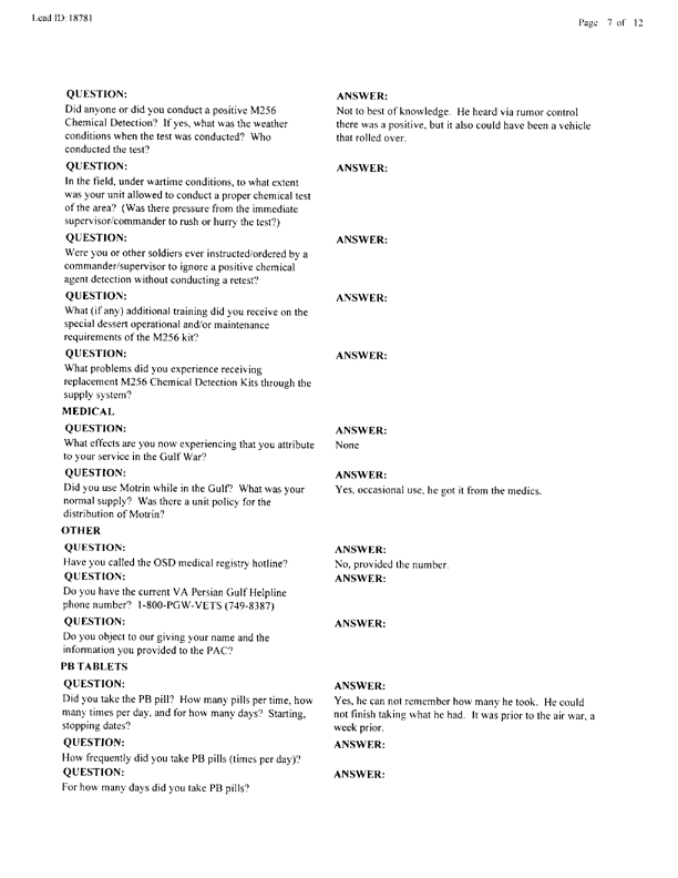   Lead Sheet #18781, Interview with 35th Tactical Fighter Wing pest controller, February 22, 1999.