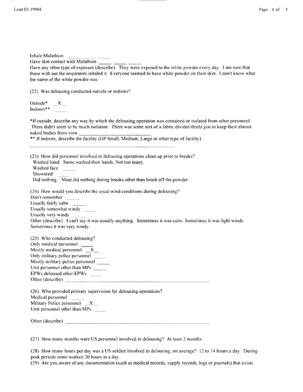   Lead Sheet #19904, Interview with 301st Military Police Camp veteran, December 9, 1998.