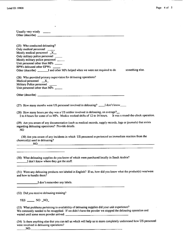 Lead Sheet #19908, Interview with 301st Military Police Camp veteran, November 4, 1998, p. 3.