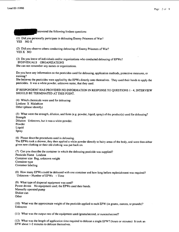  Lead Sheet #19990, Interview with 401st Military Police Camp veteran, November 9, 1998, p. 3
