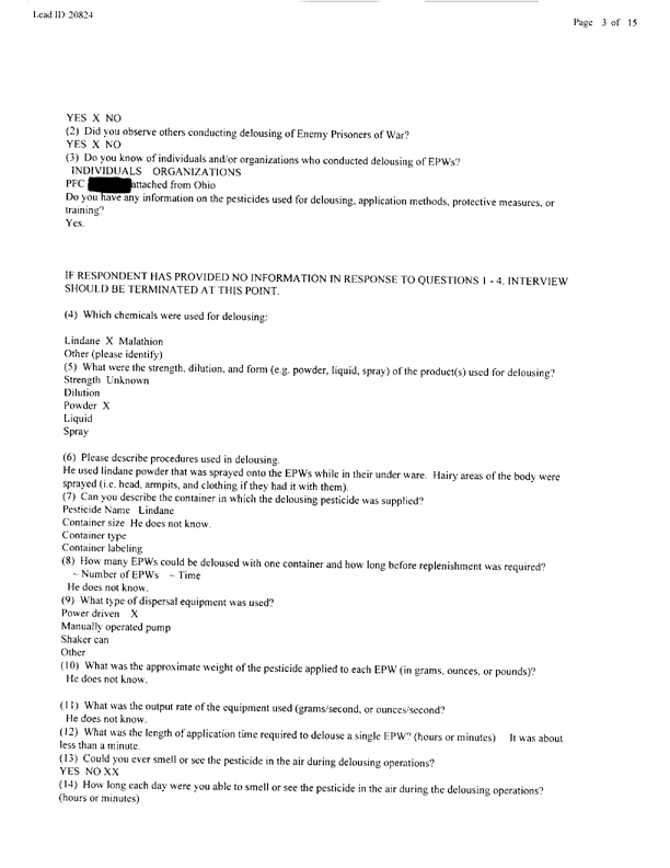 Lead Sheet #20824, Interview with 401st Military Police Camp veteran, April 5, 1999