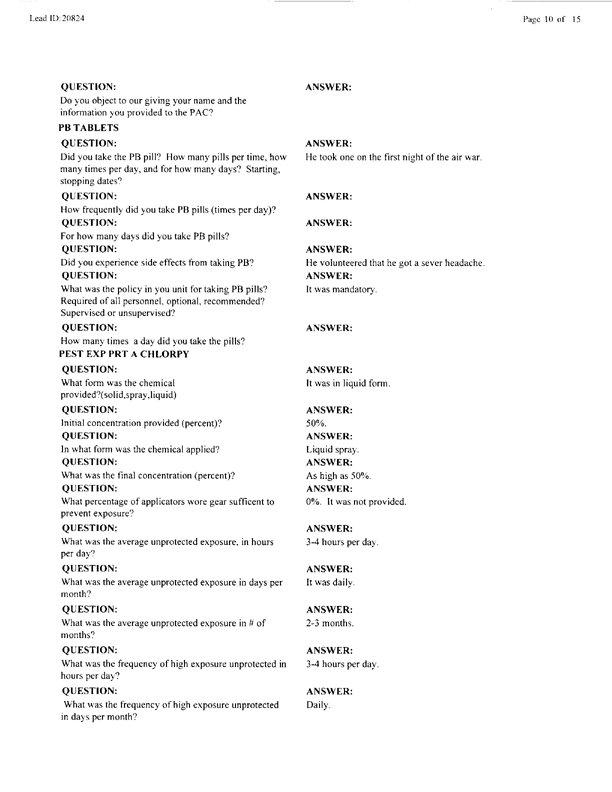 Lead Sheet #20824, Interview with 401st Military Police Camp veteran, April 5, 1999