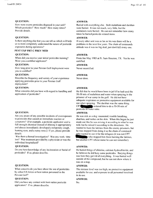Lead Sheet #20824, Interview with 401st Military Police Camp veteran, April 5, 1999