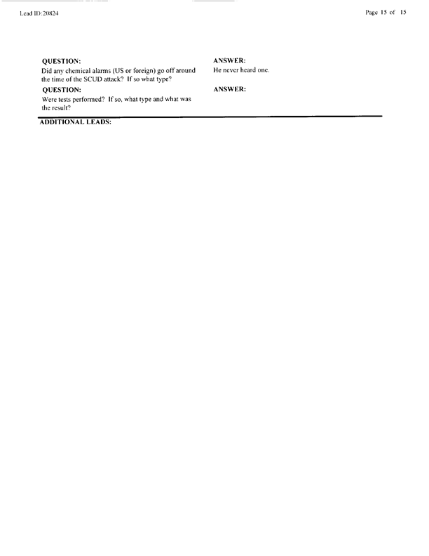 Lead Sheet #20824, Interview with 401st Military Police Camp veteran, April 5, 1999