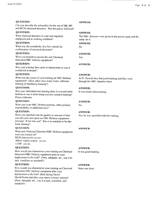 Lead Sheet #20911, Interview with 301st Military Police Camp veteran, January 6, 1998, p. 3.